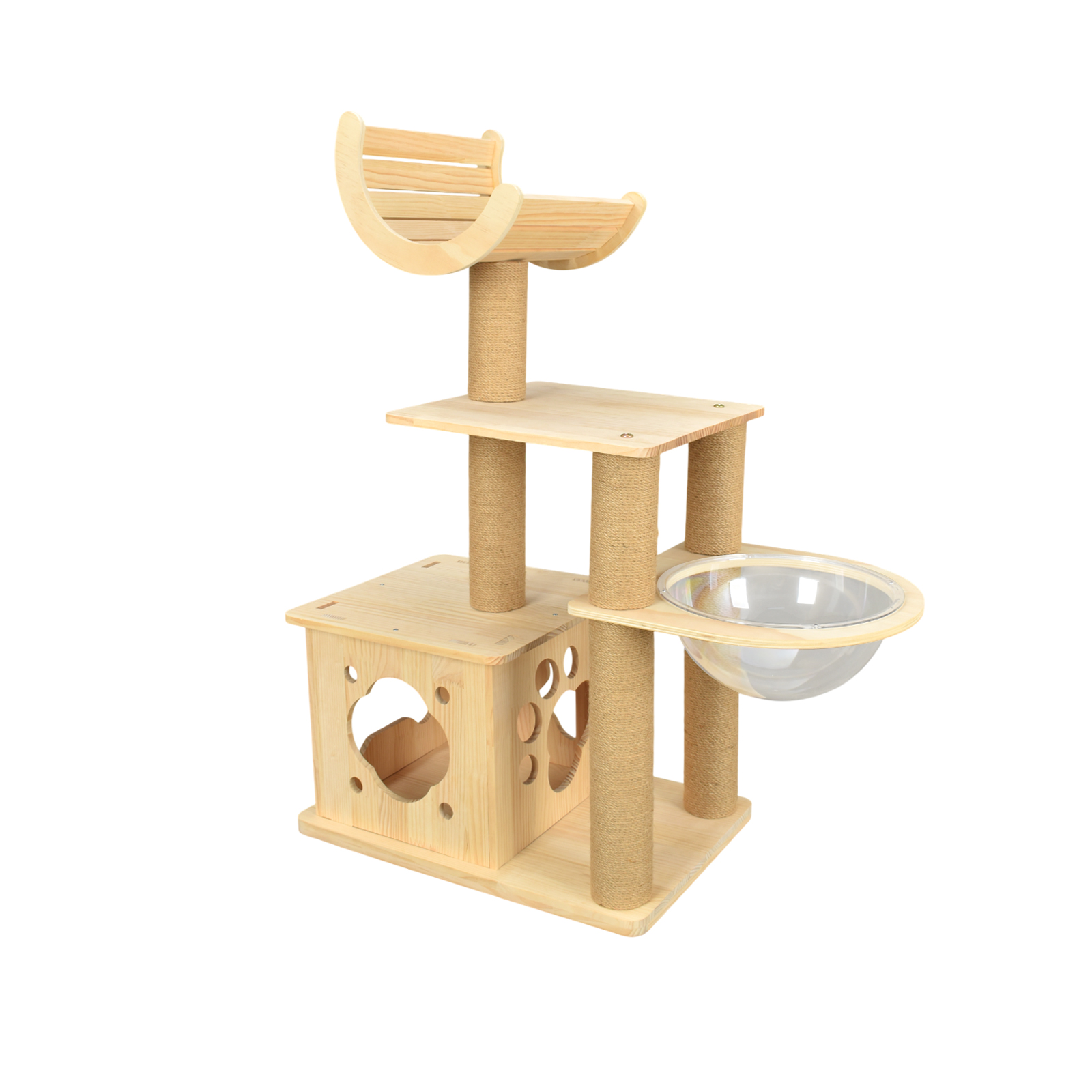 キャットタワー 木製 据え置き 猫タワー 省スペース 宇宙船 シニア猫
