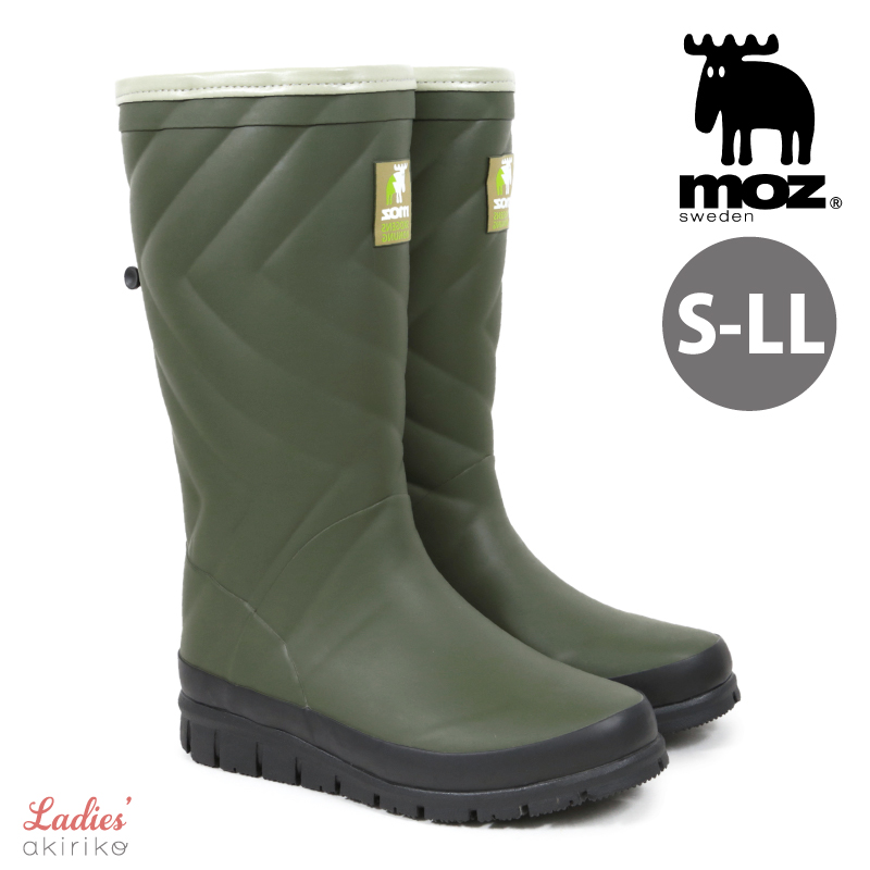 moz（モズ） レインブーツ レディース キルティング型押し ロング丈