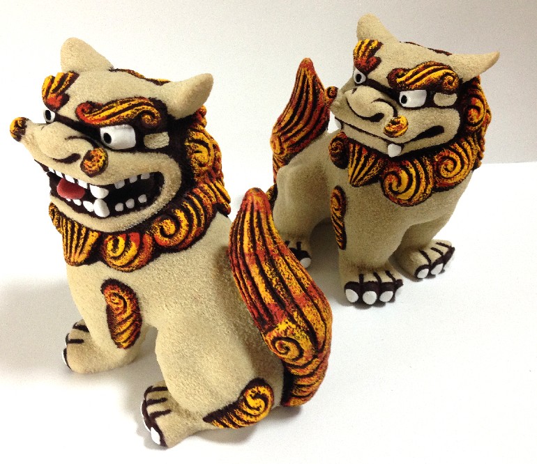 シーサー置物 大獅子シーサー 座 ペアシーサー 大 厄除 幸運招き