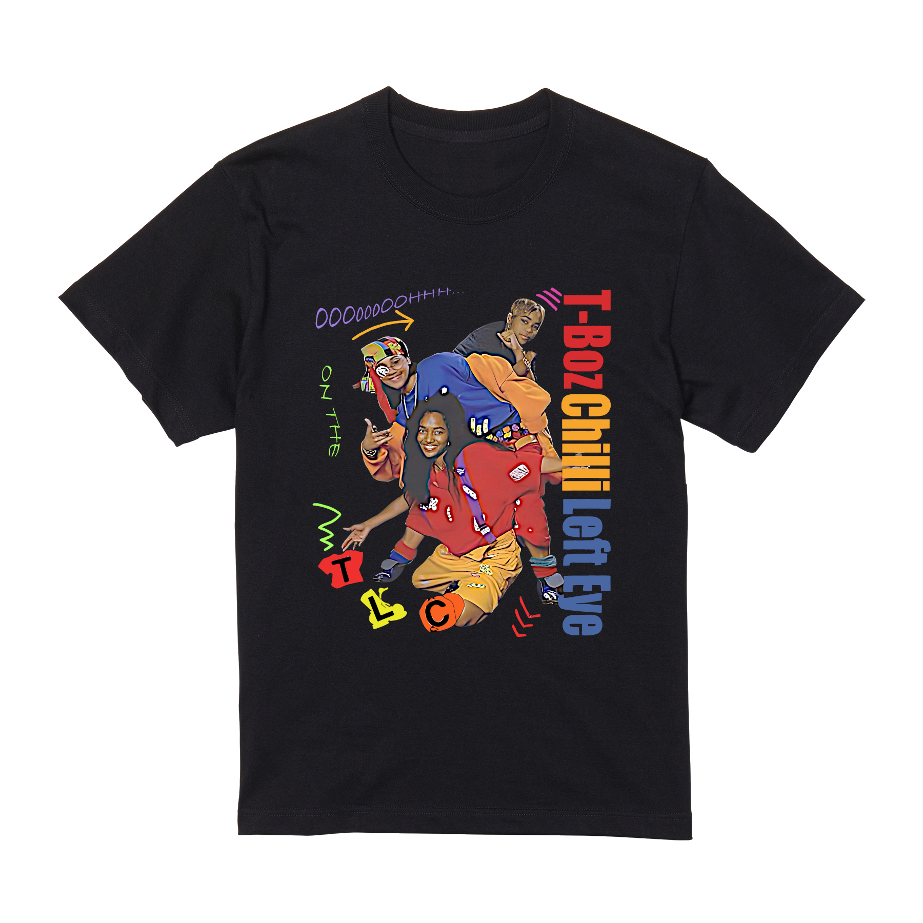 TLC T-BozChilliLeftEye Tシャツ 半袖 黒 90年代 R&B ラップ ヒップ