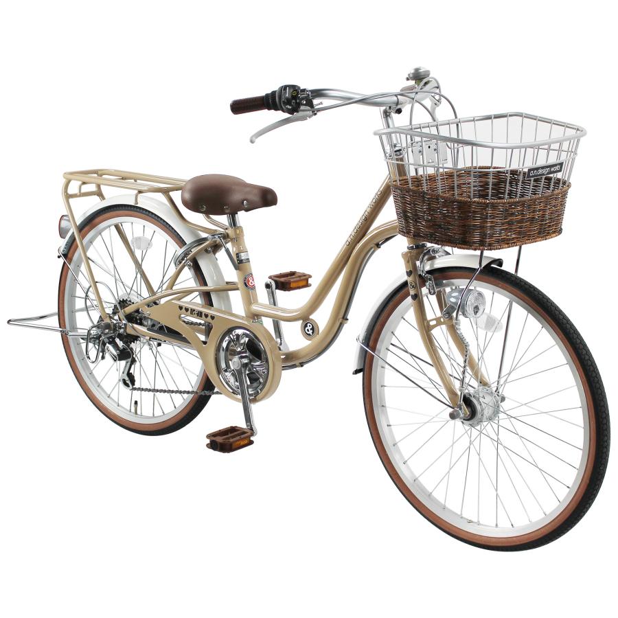 24インチ キッズ シティサイクル 野球チーム カゴ、オートライト、6段