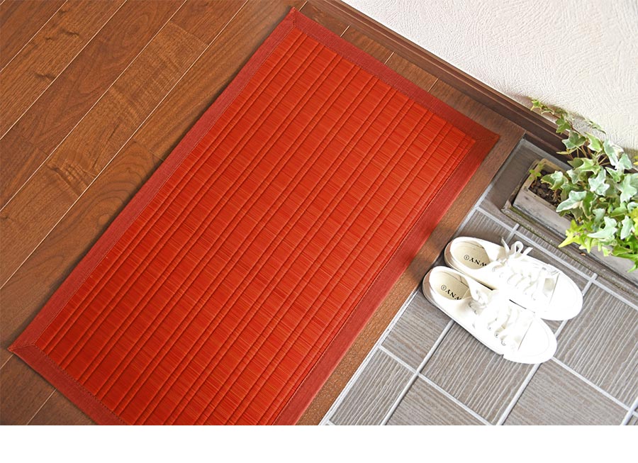 い草 玄関マット 赤 47×80 cm 日本製 香り高い 国産 100％ 滑り止め