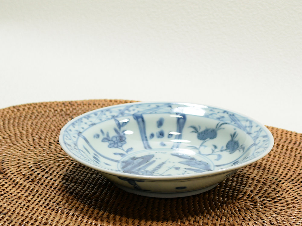 景徳鎮古窯 染付山水図 青花芙蓉手皿 現品お届け こだわりの