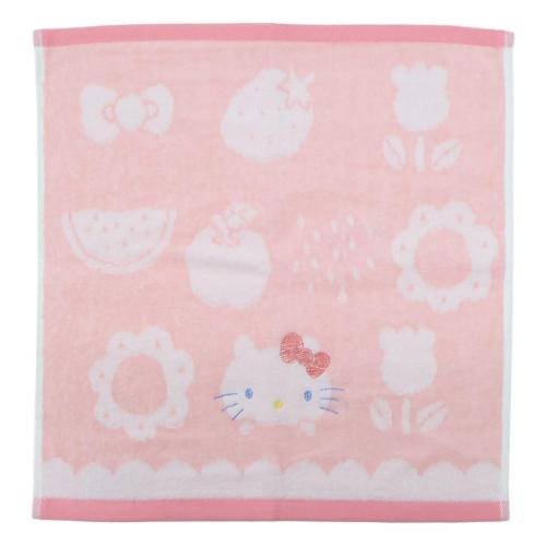 ハローキティ 無撚糸スチームシャーリングウォッシュタオル ハンド