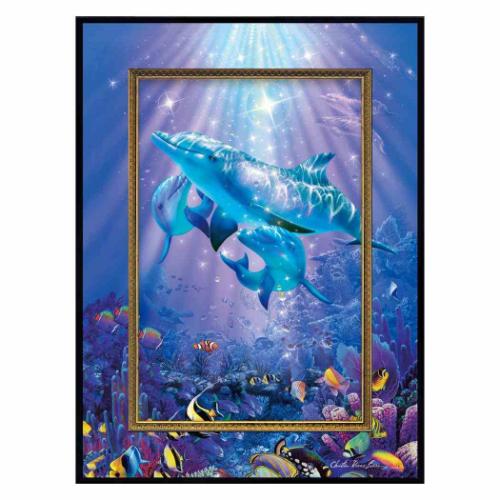 風景画 滝と海洋生物 クリスチャンリース ラッセン Amazon.co.jp: 青い