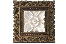 石のレリーフ(木彫りフレーム) アジアン雑貨 バリ インテリア おしゃれ