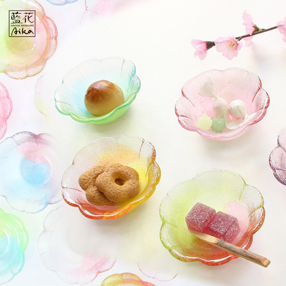 桜のいろどり 小鉢 江戸硝子 藍花 ガラス 食器 : クッキングクロッカ