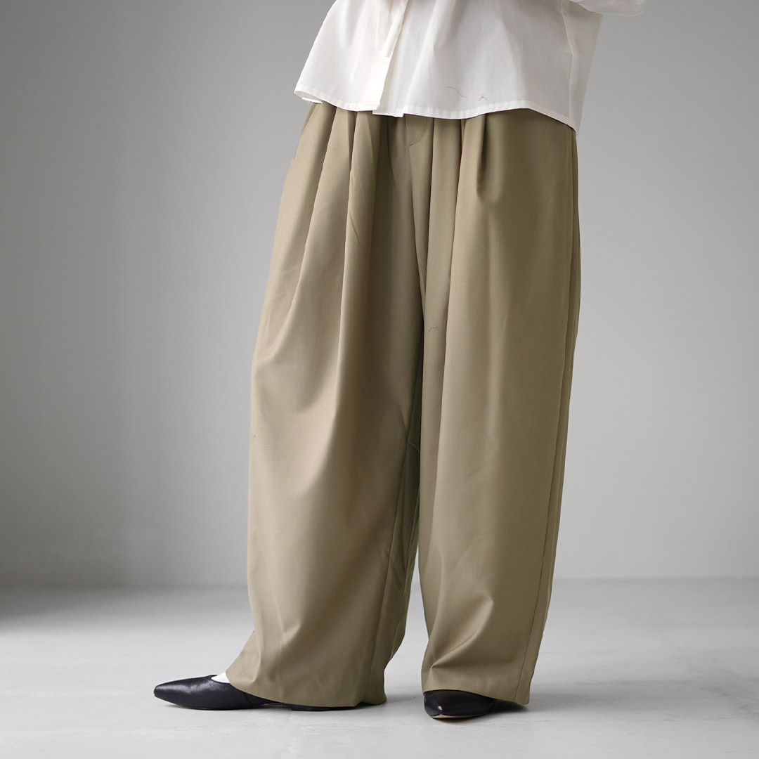 mizuiroind（ミズイロインド） ワイド タック パンツ 日本製