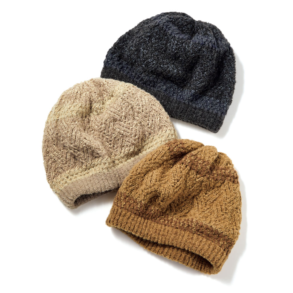 vonsonoのウール・アルパカ混フード型ニット帽 vonsonoのウール