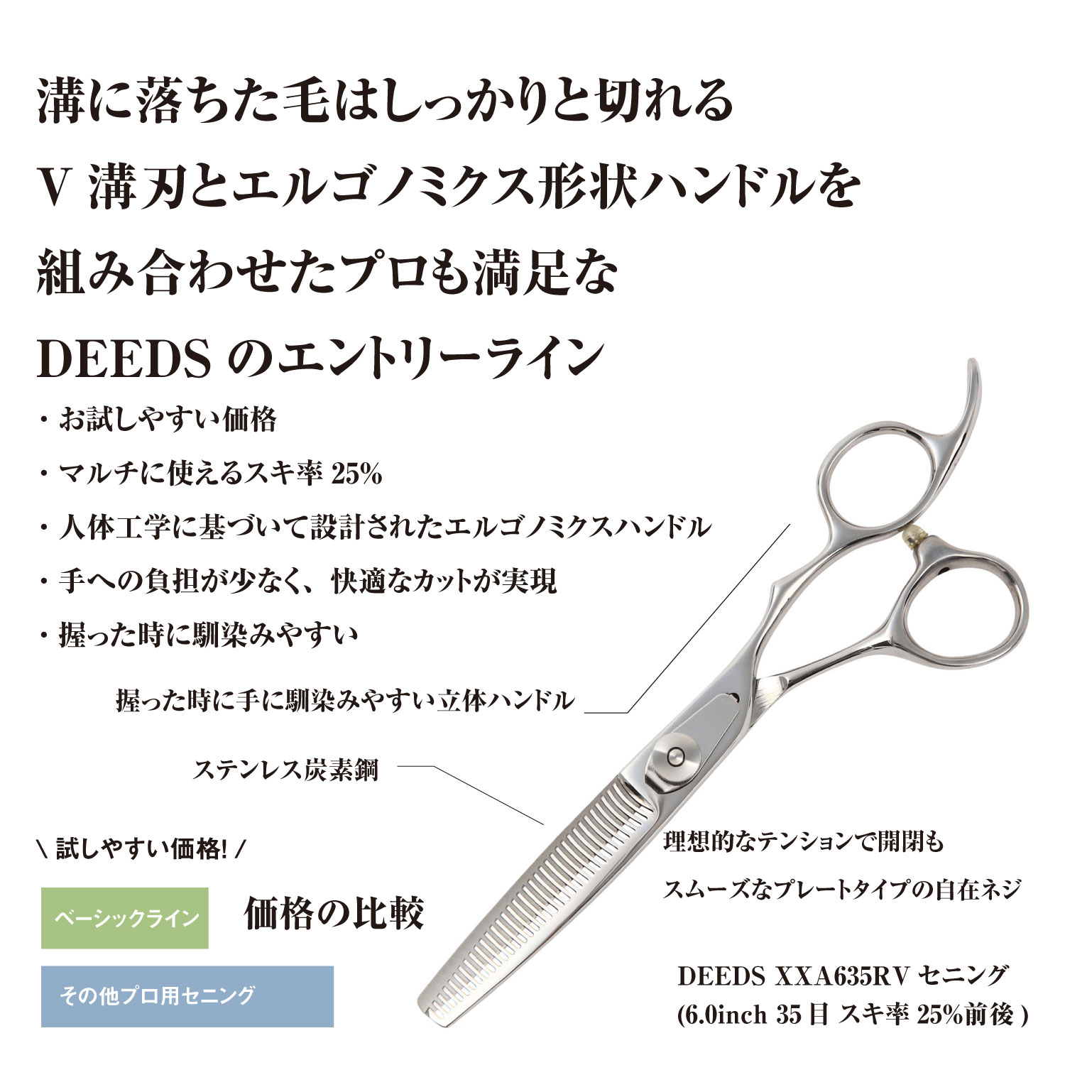 DEEDS プロ用 美容師 XXA シザー セニング セット スキ率25%前後 (5.5