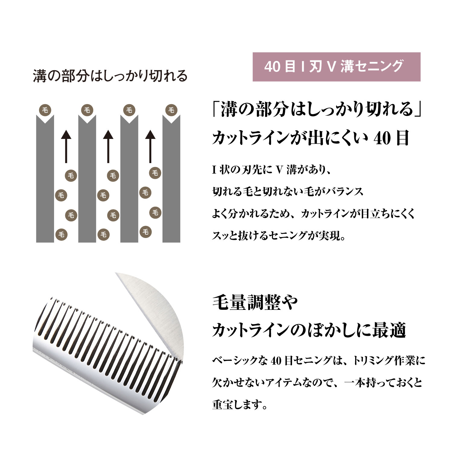 DEEDS トリミング はさみ シザー すきばさみ P2 セニング 40目 V溝 6.0