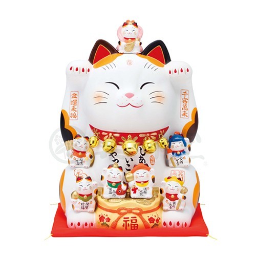 豪華2大特典) 招き猫 置物 陶器 七福神 商売繁盛 開運 左手 右手 両方