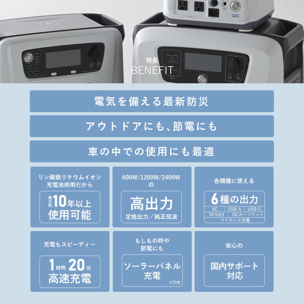 山善（YAMAZEN） ポータブル電源 リン酸鉄 大容量 急速充電対応