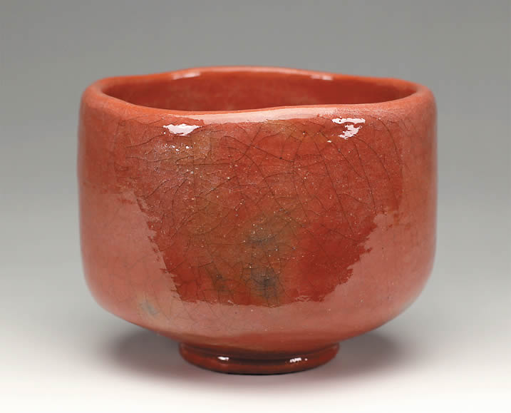 G3410】茶道具 楽焼 楽入窯 吉村楽入 赤楽 茶碗 共箱 栞付き