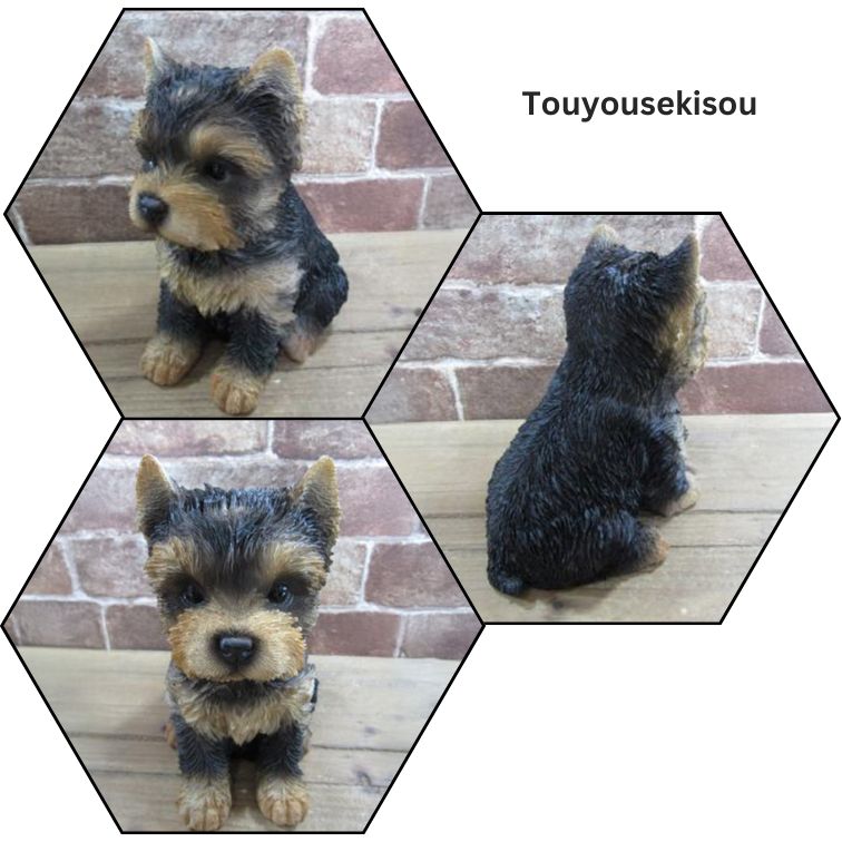 置物 犬の置物 ヨークシャテリア ペット グッズ 本物 リアル 子犬 庭