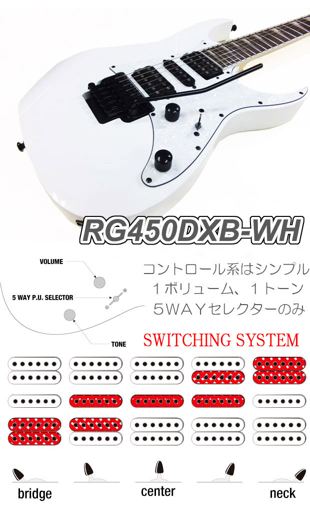 Ibanez（アイバニーズ） RG450DXB WH エレキギター 初心者セット18点