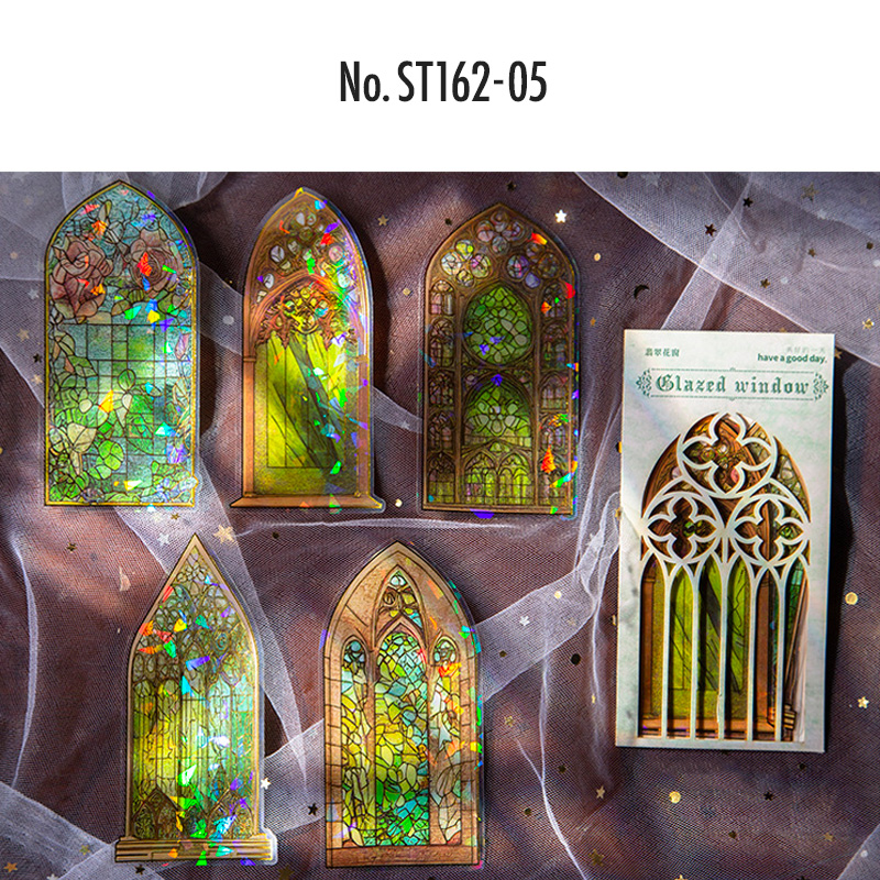 コラージュ 素材 シール ステンドグラス ガラス ジャンクジャーナル