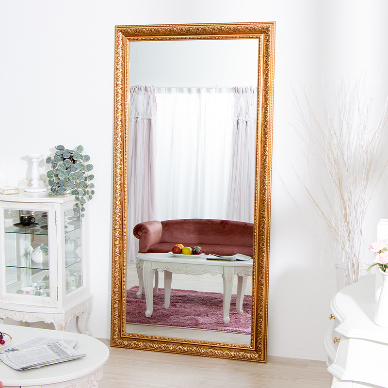 MINT 鏡 ミラー 全身 姿見 アンティーク調大型ミラーW90 ゴールド