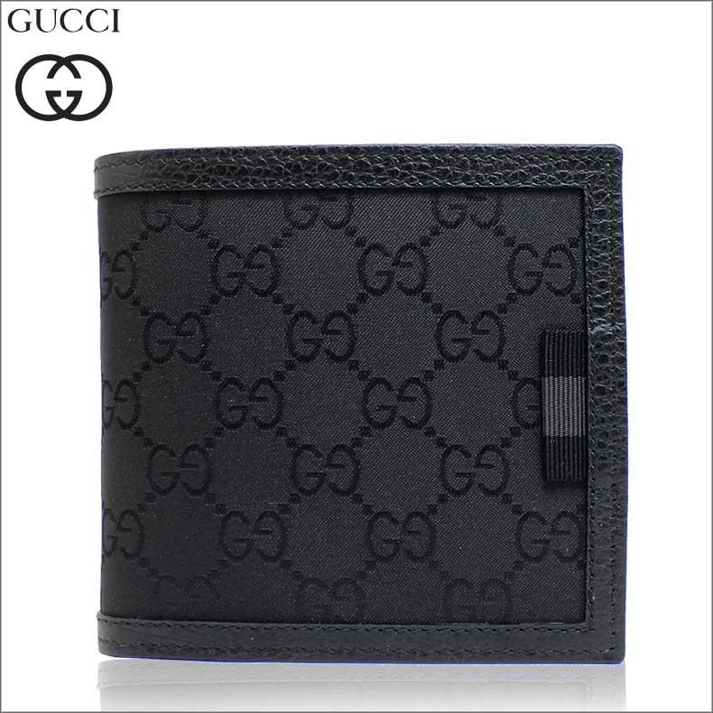 GUCCI（グッチ） 財布 二つ折り財布 メンズ GGナイロン ブラック