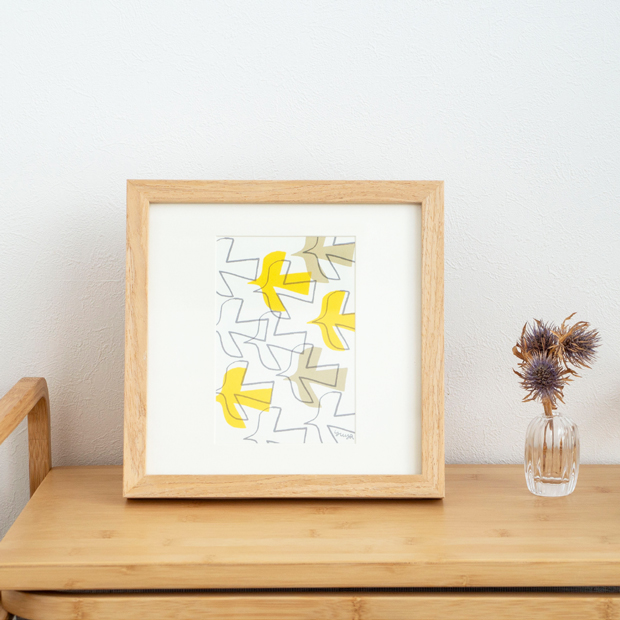 2/11はポイント10倍／ ポスター フレーム付き 飛び立つ鳥 22.5×22.5cm