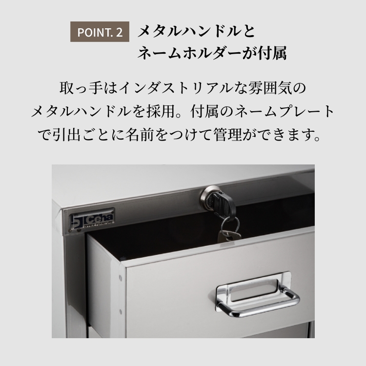 デスクキャビネット スチール 卓上 A4 3段 鍵付き オールロック クリア