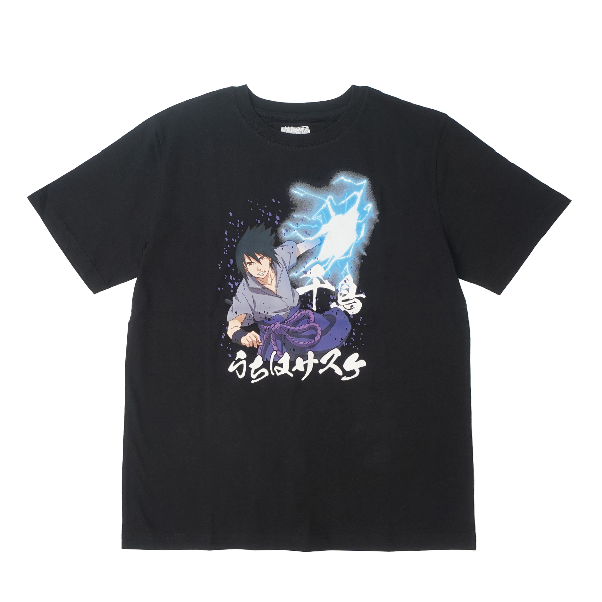 NARUTO ナルト うちはサスケ 千鳥 疾風伝 Tシャツ 半袖 黒 白 ブラック