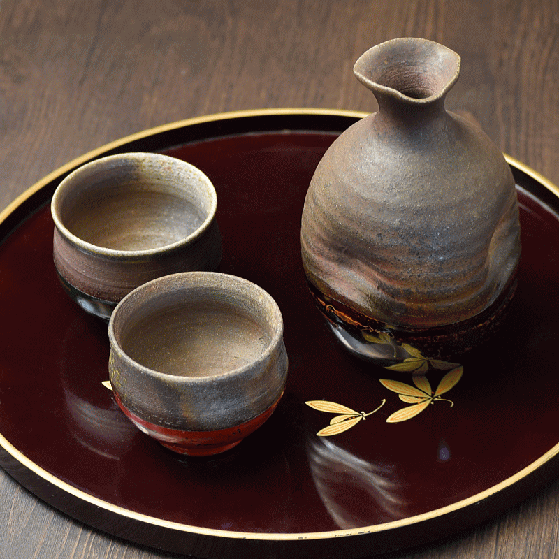 徳利ぐい呑み セット 津軽塗 × 津軽金山焼【タイプB】徳利(高さ15.0cm