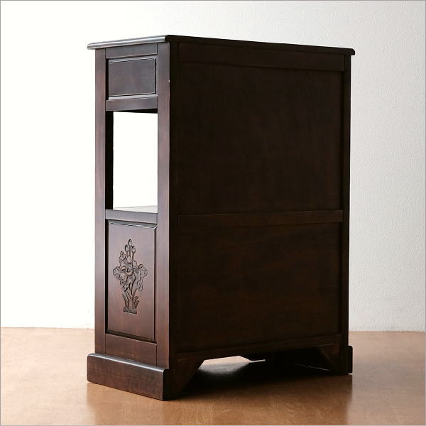 電話台 花台 アンティーク調 玄関 ハイスタンド 木製 キャビネット 扉