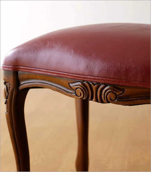 スツール アンティーク 無垢 天然木 クッション 合皮レザー おしゃれ