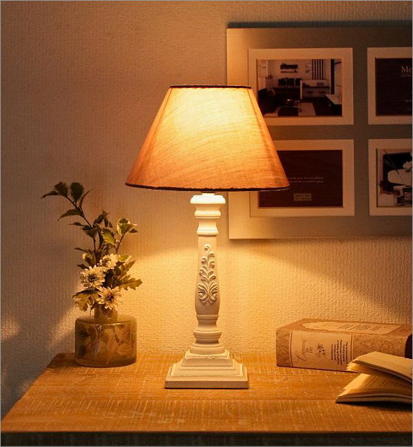 テーブルランプ おしゃれ ウッド 天然木 クラシック フレンチシャビー