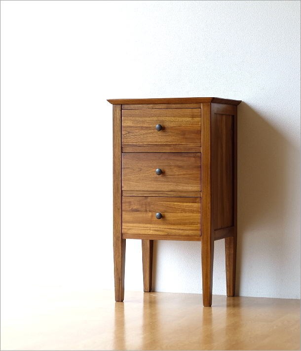 アンティーク】HIKARI 木製 サイドチェスト 電話台 収納 3段 古民家