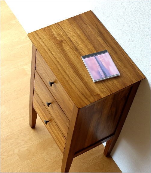 電話台 FAX台 チェスト 3段 木製 天然木 無垢 引き出し収納 おしゃれ