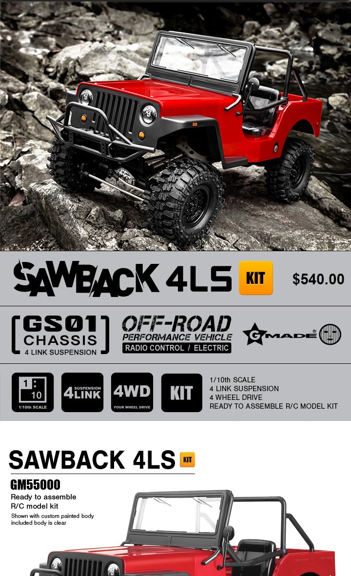 ラジコンカー オフロード 組立てキット Gmade GS01 Sawback 4LS Kit