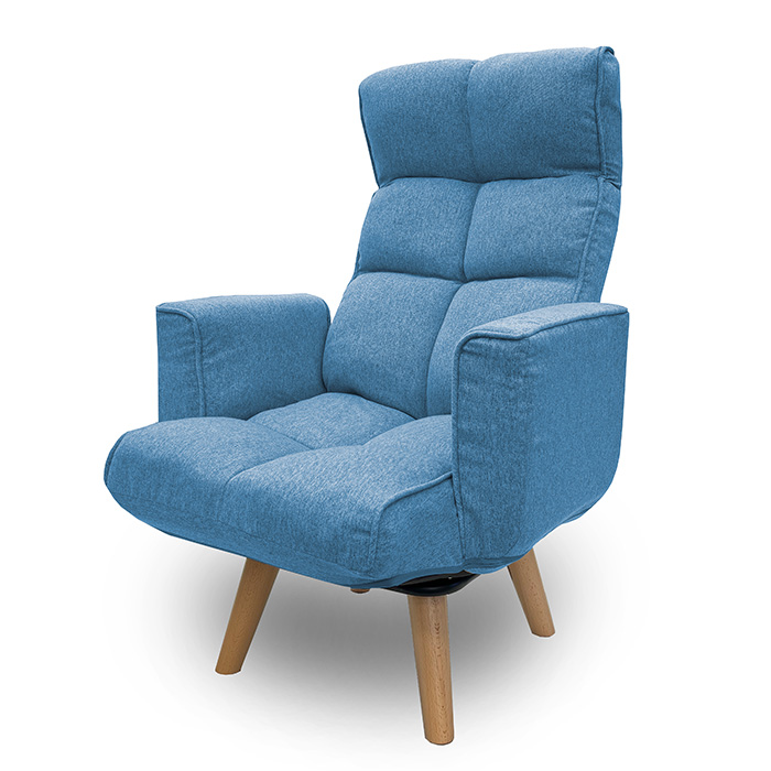 明光ホームテック 高座椅子 回転 LHR-シオン GY BL 肘付き 回転チェア