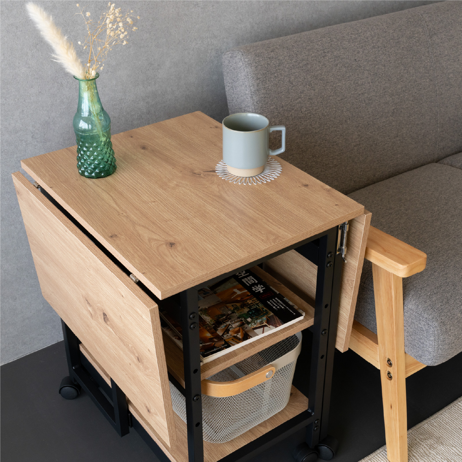 GOOD LIFE INTERIOR バタフライテーブル キャスター付き 100×50 高さ