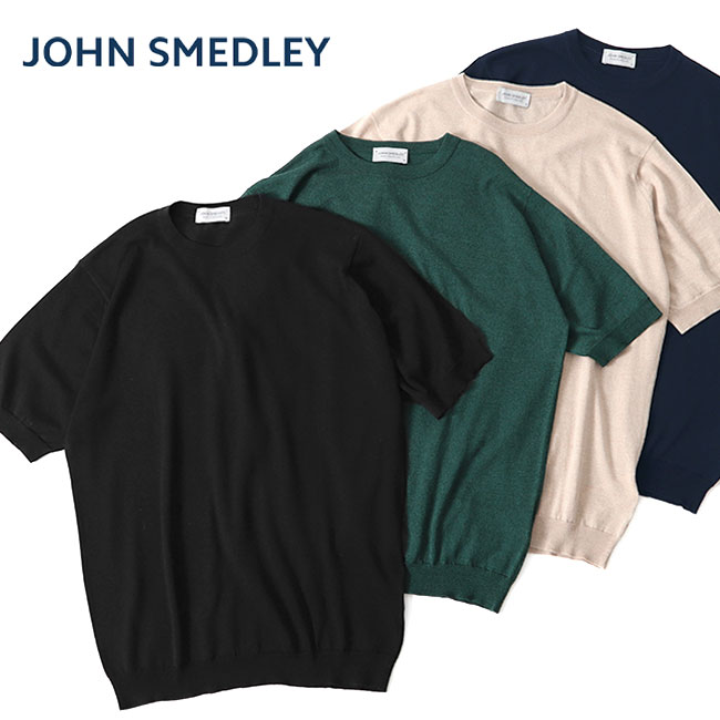 JOHN SMEDLEY ジョンスメドレー 30G ボーダー クルーネック ニットT