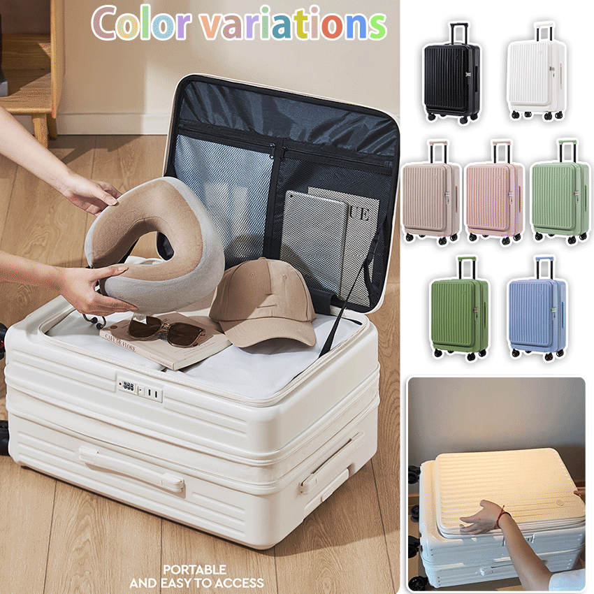 スーツケース 片開きフロントオープン 横開き 拡張機能 ストッパー