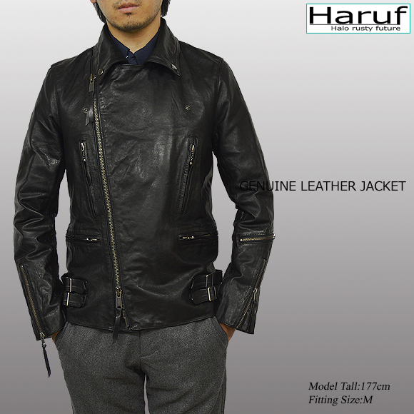 Haruf（ハルフ） ダブルライダースジャケット レザージャケット 革