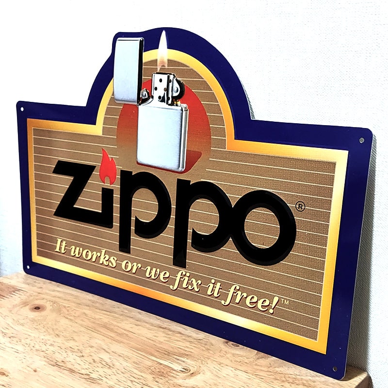 アメリカン レトロ ブリキ看板 ZIPPO 正規品 エンボスメタルサイン