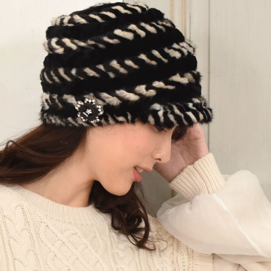 ミンク 編みこみ キャスケット ミンクファー ファー帽子 キャップ