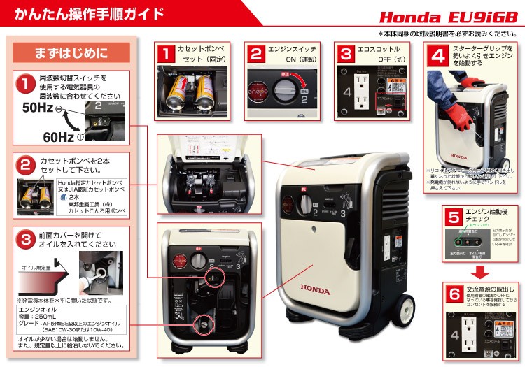ホンダ（HONDA） 発電機 家庭用 インバーター ガスボンベ仕様 EU9IGB