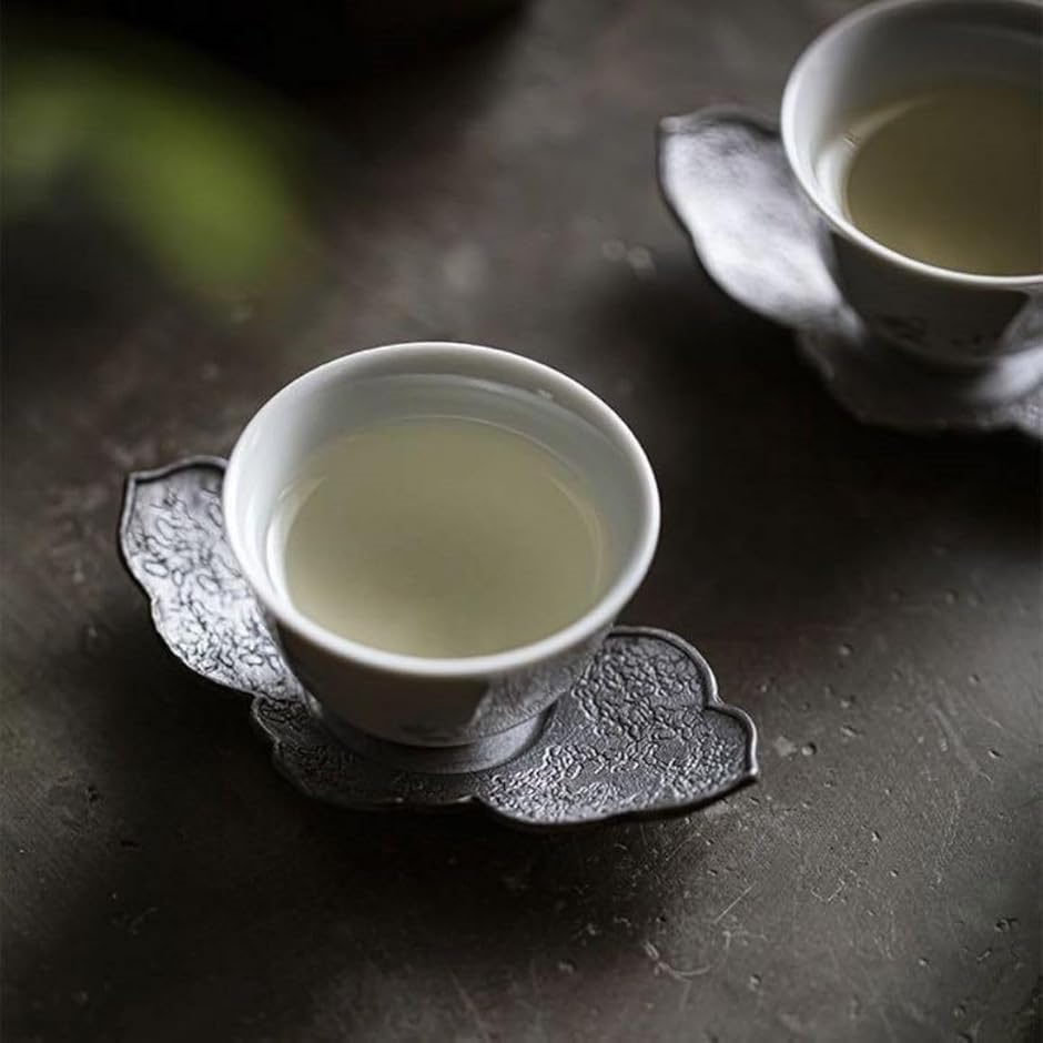 茶器 錫製 茶托 茶道具 煎茶道具 5個 セット 花菱 コースター 茶会 茶