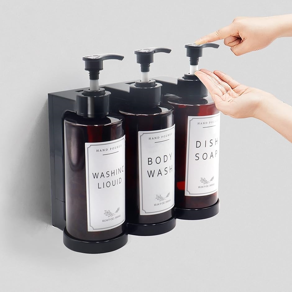 シャンプーディスペンサー 壁掛け 詰め替えボトル 3種類 300ml 簡単