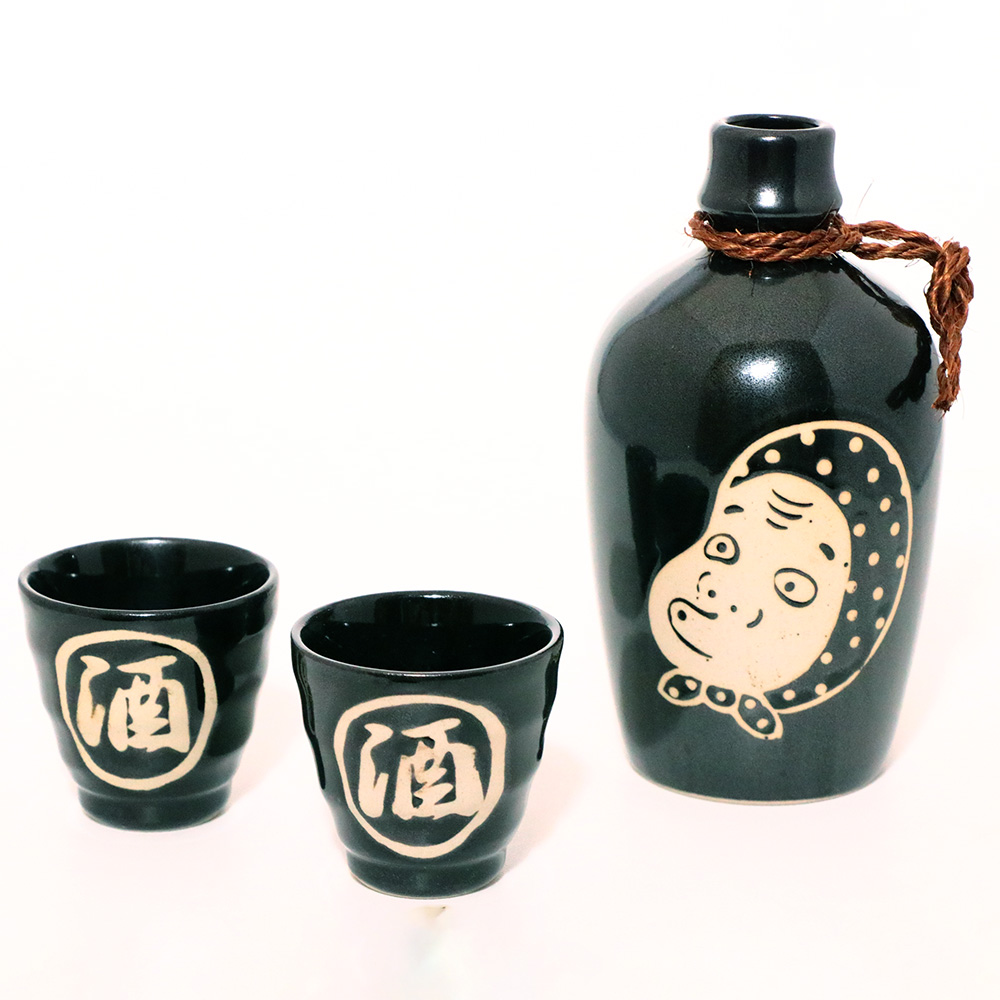 美濃焼 和風 おかめ ひょっとこ 酒器 380ml 70ml 日本製 磁器 徳利