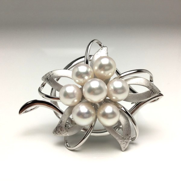 真珠 ブローチ パール アコヤ真珠 真珠ブローチ パールブローチ 7.5