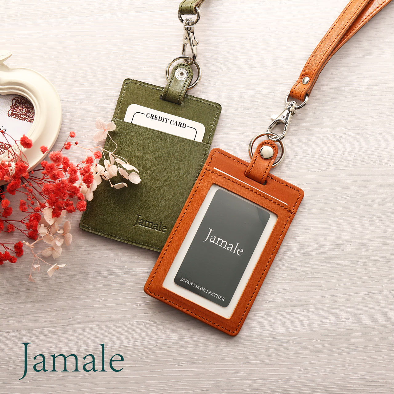 Jamale（ジャマレ） [5%offクーポン]栃木レザー 縦型 IDカードホルダー