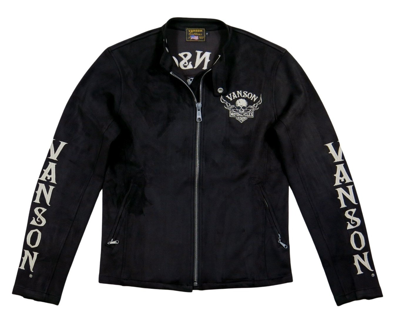 VANSON（バンソン） スカル クロスボーン刺繍 フェイク スエード