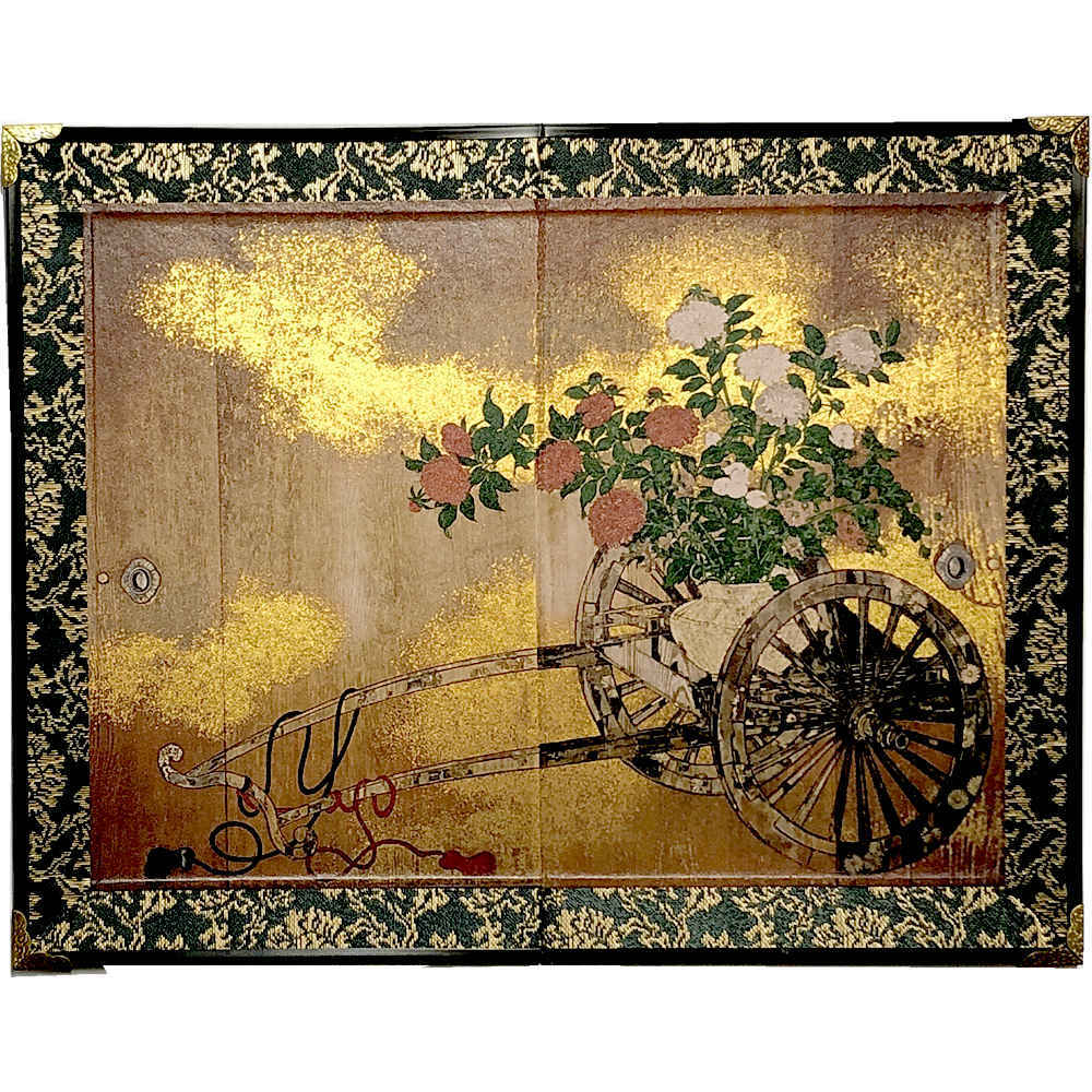 花車図 狩野深幽筆 日本の名画 二曲一双屏風 : 日本のおみやげ専門店