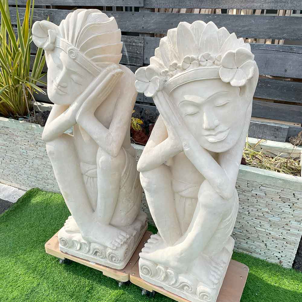 石像 男女カップル像 ペア石像 H約100cm 天然石 大きい ガーデン