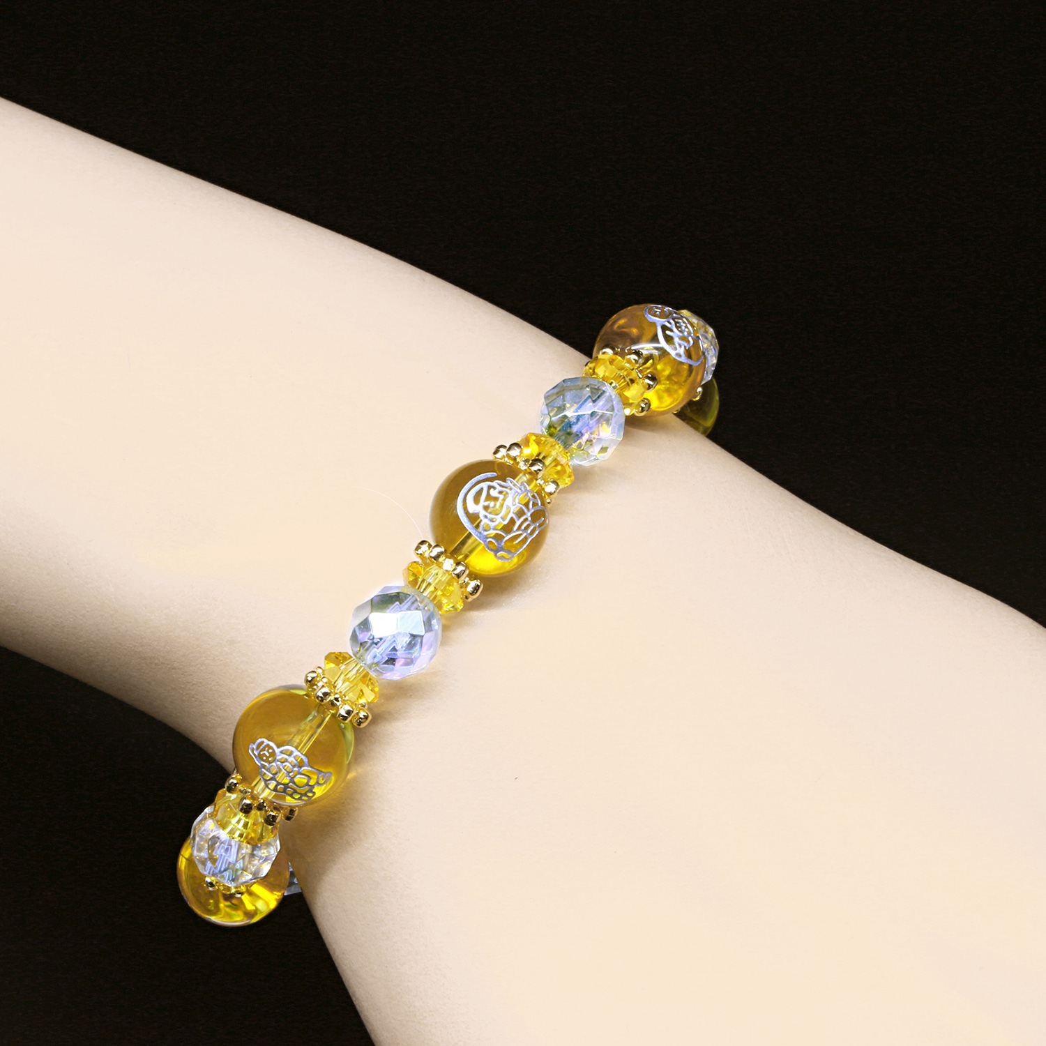 七福神・大開運ブレス‐BL_2778 白水晶 黄水晶 ブレスレット 浄化 種類